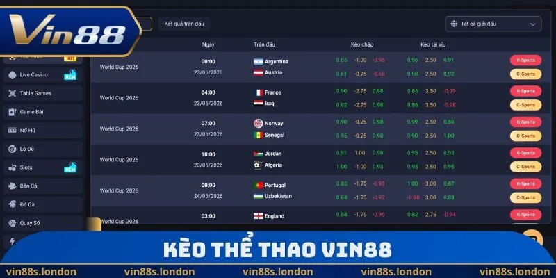 Kèo thể thao Vin88