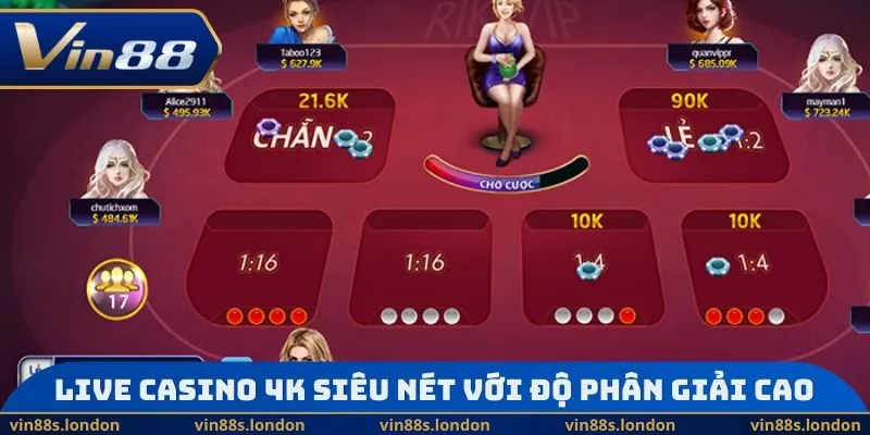Live Casino 4K sắc nét với độ phân giải cao