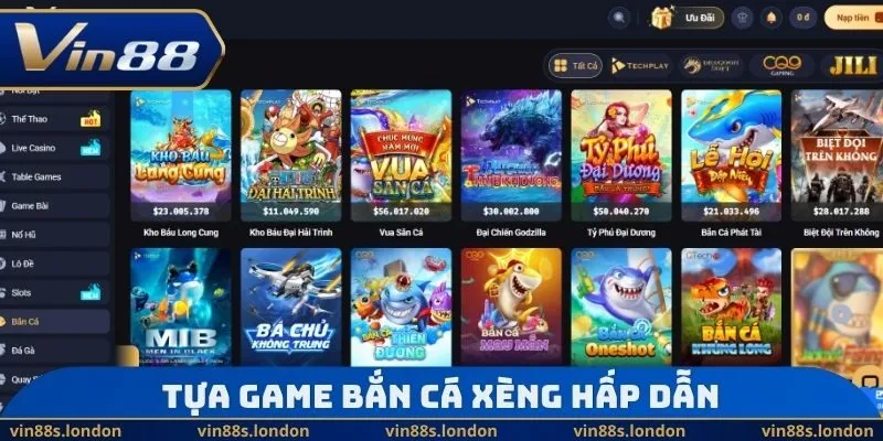 Tựa game bắn cá xèng hấp dẫn